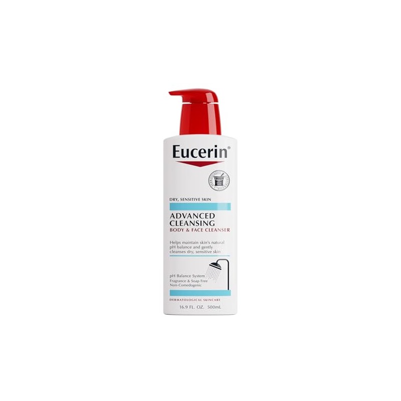 Eucerin - Limpiador corporal y facial Advanced Cleansing, 16.9 onzas