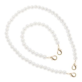 eMagTech 6 Pieces Faux Pearl Handbag Straps Replacement Beads Handbag Chain Handle Beads Purse Straps 25cm 50cm White One Size, White