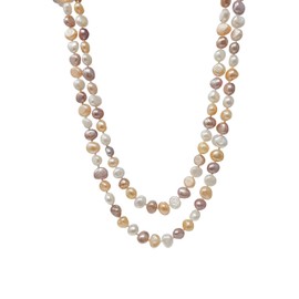 TreasureBay Elegant and Classic 5 in 1 Natural Freshwater Pearl Necklace 120cm - Presented in a Beautiful Jewellery Gift Box (Baroque Multi-colours)