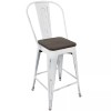 LumiSource Oregon High Back Counter Stool, Set of 2, White, Espr -CS-ORHBVW-E2
