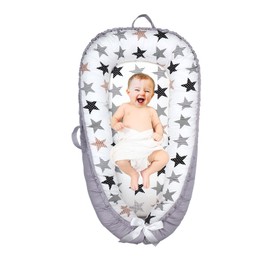 SILENT YOUTH Baby Nest Baby Lounger for Newborn Co-Sleeping for Baby 0-12M,Newborn Lounger Soft Breathable Cotton Adjustable Newborn Bassinet Mattress Portable Infant Floor Seat (colorfulPentagram)