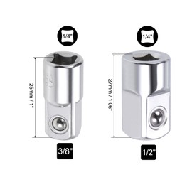 uxcell 1/4" (F) to 1/2" (M) & 1/4" (F) to 3/8"(M) Socket Adapter Set of 2 Pcs, Female to Male, Cr-V Steel