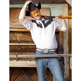 TYWestyles Western Cowboy Belt Buckle - Texas Bull Skull Belt Buckle for Men women (Silver Classic Bison Skull, Medium)