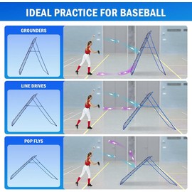 Winthai 7x4FT Volleyball Rebounder Net, Portable Baseball  Lacrosse  Rebounder Pitchback Net with 2 x 6-Angle Quick Adjustable , Target Ribbon for Precision, Easy Quick Setup,Ideal for  Softball,and Sport Training