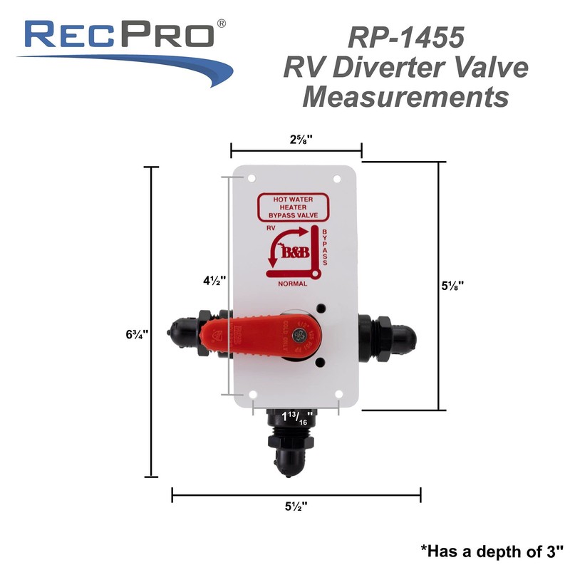 RecPro RV Hot Water Heater Bypass Diverter Valve