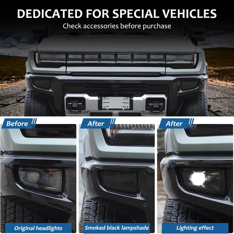 Pre-Cut Headlight&Fog-Light Tint Film Kit for Hummer EV Accessories Precision