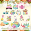24Pcs Easter Wooden Tree Ornaments,Easter Bunny Colourful Egg Hanging Ornaments,Spring