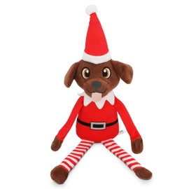 PUPROAR Pooch on a Perch - Christmas Elf Dog Toy, Cute Plush Dog Present with Crinkle & Squeak, Elf Pet Holiday Toy & Puppy Stocking Stuffer