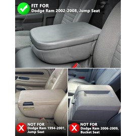 KBH Center Console Cover Replacement for Dodge Ram 2002 2003 2004 2005 2006 2007 2008, Jump Seat, Vinyl Leather Armrest Upholstery, Taupe Tan