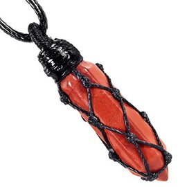 KYEYGWO KYEYGWO Roter Jaspis Heilstein Punkt Anh?nger Halskette fr Damen und Herren, Kristall Sechseckiger Anh?ngers Heilung Reiki Pendel Kette, Chakra Steinpendel Hexagon Schmuck mit