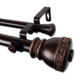 Rod Desyne 1" Delaney Double Curtain Rod, 28-48", Bronze