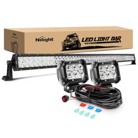 Nilight - ZH023 52Inch Spot Flood Combo Led Light Bar 2PCS 4Inch 18W Spot LED Fog Lights With Off Road Wiring Harness- 3 Leads, 2 Years Warranty