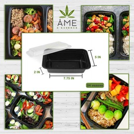 AME D'ESSENCE (50 PC-SET) 24 oz Meal Prep Lunch Containers with Lids Disposable Food Storage Containers Bento Boxes 1 Comp BPA Free Freezer Dishwasher Safe Microwavable Plastic Containers M-Duty