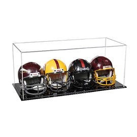 Better Display Cases Acrylic Four Mini Football Helmet (not Full Size) Display Case with Clear Case and Black Base 19.25" x 8.25" x 8" (V47/A103)