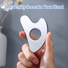 Gua Sha Facial Tool for Face Skincare Stainless Steel Gua Sha Board for Body Acupuncture Relieve Muscle Tensions Reduce Puffiness Festive Gifts Silver
