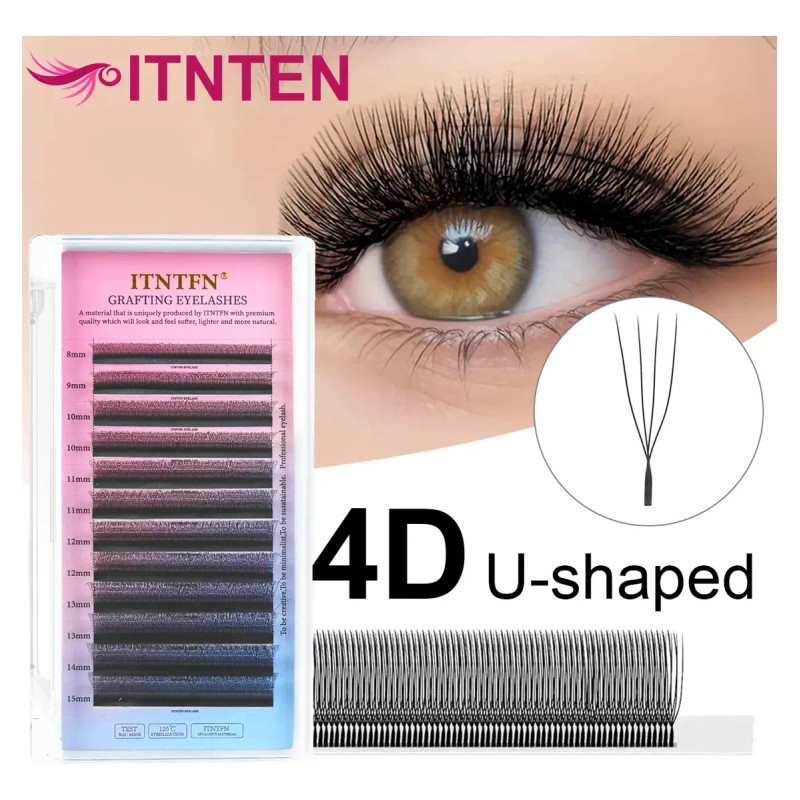Extensiones De Pestañas Itntfn Mink 4d Forma U Voluminosas
