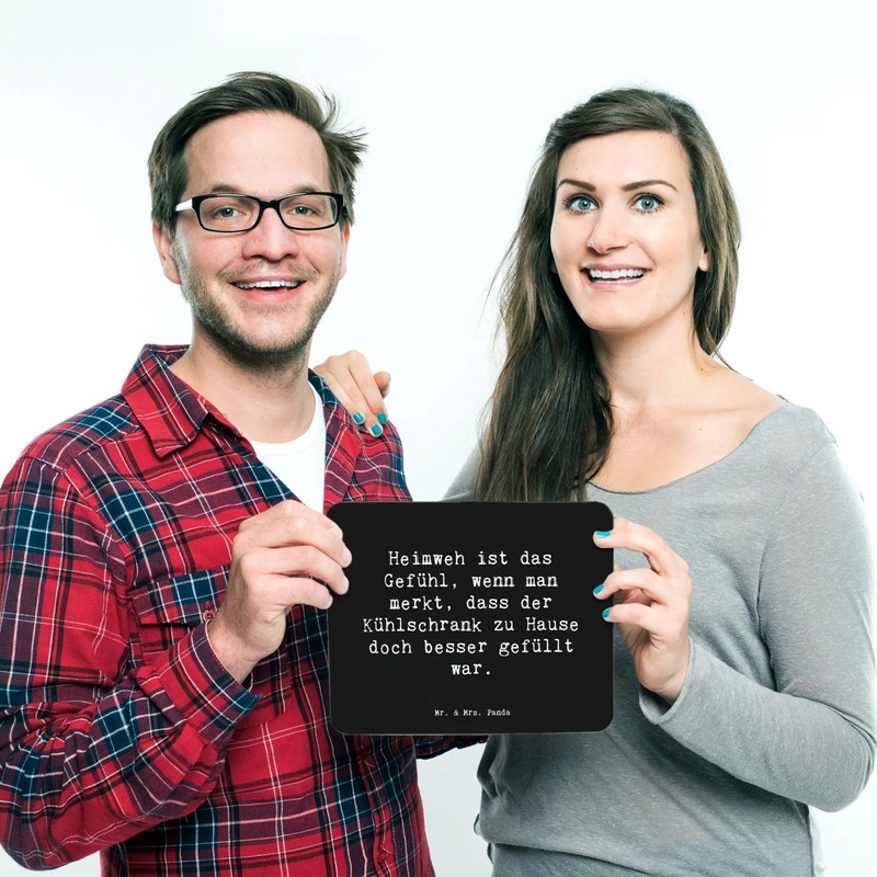 Mr. & Mrs. Panda Mauspad Spruch Heimweh Kühlschrank - Geschenk,