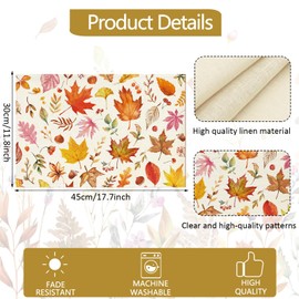 Maple Leaves Place Mats Set of 4 Autumn Leaves Place Mats Washable Place Mats 30 x 45 cm Decor for Kitchen, Restaurant, Farmhouse, Holiday, Party