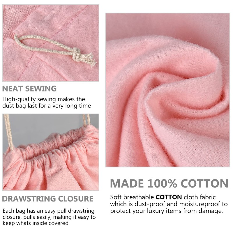 HAMBOLY 100% Cotton Bags 5 Pack Dust Cover Storage Pouch