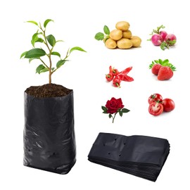 bainuote Plant Bag Pack of 100 High-Quality PE Plant Bags Plants Grow Bag Biodegradable Thickened Plant Bags with Breathable Holes Seedling Bag (10 x 20 cm (D) x H)