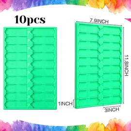 Remerry 10 Pcs Stackable Microscope Slide Tray Set 30cm x 20 cm Plastic Microscope Slide Secure Anti-Slip 20 Capacity Per Tray (Green)