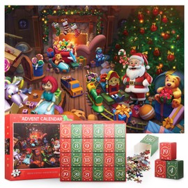 Advent Calendar 2024 Christmas Jigsaw Puzzles, Christmas Advent Calendar for Teens Adults Kids, 1008 Pcs 24 Days of Puzzles Advent Calendars Christmas Gifts Toys for Kids