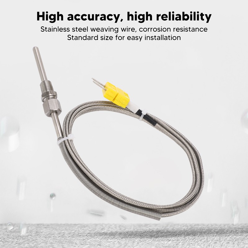 K Type Thermocouple Sensor 1/8 NPT 80mm Temperature Probe Yellow