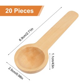 Pack of 20 Wooden Spoons, 6.9 x 2.5 cm, Round Wooden Spoon, Small, Spice Spoon, Mini Spoon with Short Handle, Wooden Cooking Spoon, Small Spoons for Spices, Honey, Coffee, Salt, Jam Jars, Sugar,