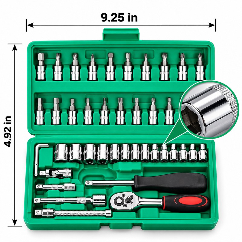 46-Piece 1/4-Inch Drive Mechanic Tool Set – Metric & Inch