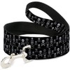 Dog Leash Multi Skull Black Gray 4 Feet Long 0.5
