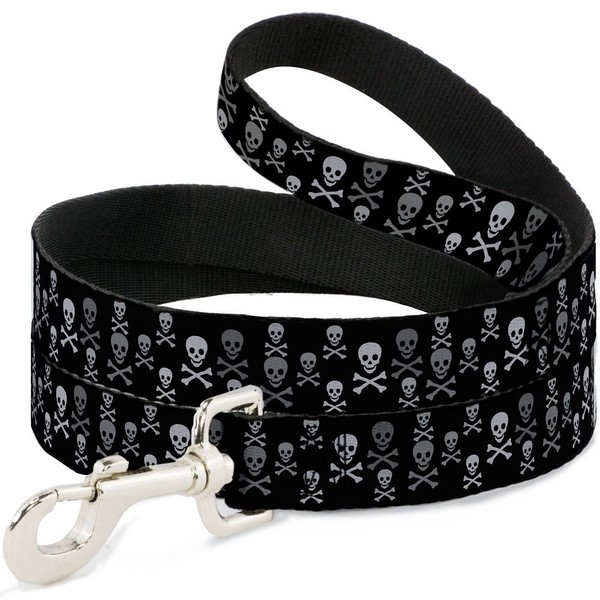 Dog Leash Multi Skull Black Gray 4 Feet Long 0.5
