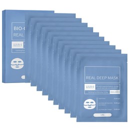 Mascarilla Facial de Colágeno, Minimiza Poros y Mejora Elasticidad, Tratamiento Reafirmante para Rostro (Azul-2 Cajas - 10 Piezas)