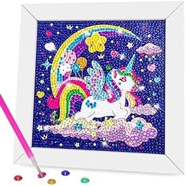 AGGKKY Diamond Art Kits for Kids with Wooden Frame DIY Arts and Crafts for Kids Ages 8-12 Easy Gem Art for Kids & Adult Beginners Home Wall Decor (Dream)