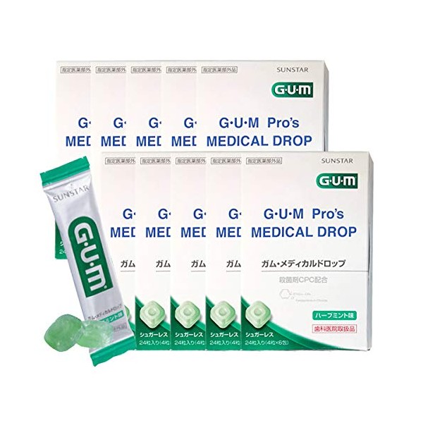 Sunster/Gum (Dental Use) Gum Medical Drops 10 Boxes (Dental Drop) 24 Tablets (4 Tablets x 6 Packs) (Designated Quasi-drug)
