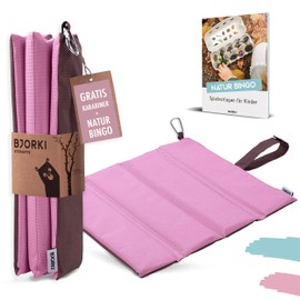 BJORKI® Children's Seat Cushion, Foldable Outdoor Seat Cushion with Optimal Cold and Moisture Protection, Robust Outdoor Seat Pad, The Thermal Seat Cushion for Hiking, Stadium and Travel, Pastel Pink