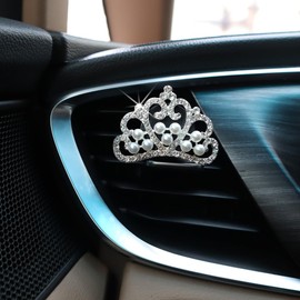 ORIESSE Silver Bling Car Air Fresheners,2pcs Elegant Crown Cute Car Air Fresheners Vent Clips Women Car Diffuser with Car Scents,Princess Car Decorations Interior Aesthetics