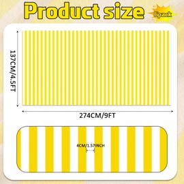 Moukeren 6 Pack Yellow and White Striped Tablecloths 54 x 108 Inch Waterproof Plastic Disposable Table Cover Stripe Rectangle Table Runner for Kitchen Outdoor Picnic Wedding Birthday Party