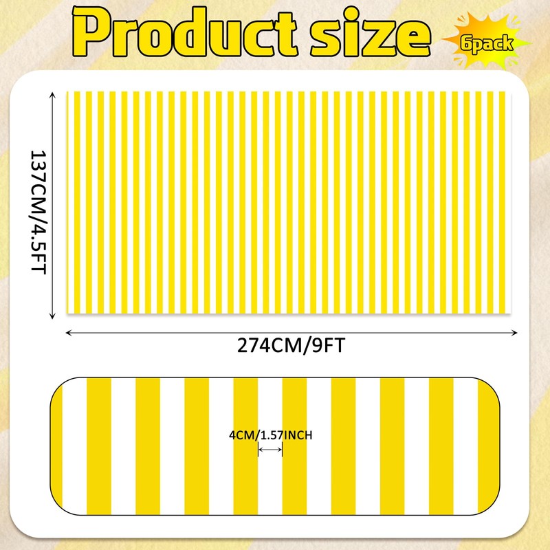Moukeren 6 Pack Yellow and White Striped Tablecloths 54 x