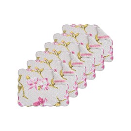 C&F Home Nylah Floral Cotton Quilted Reversible Machine Washable Vintage Design Placemat Set 6 Floral Scalloped Edges for Kitchen or Dining Table Rectangular Placemat Set of 6 Grey