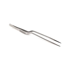 Precision Long Slim Tweezers with Very Fine Serrated Tips Stainless Steel Lab Forceps (Bayonet Handle - 8")