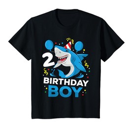 Kids 2nd Birthday Boy Shark Ocean Theme Party 2 Years Old Toddler T-Shirt