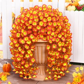 MARTINE MALL 2 PCS Look Real Artificial Fall Flowers for Outdoors, Faux Mums for Outdoor Planters, UV Resistant Fall Flowers Artificial for Decoration Fake Mums for Porch Front Door (Mixed Color)