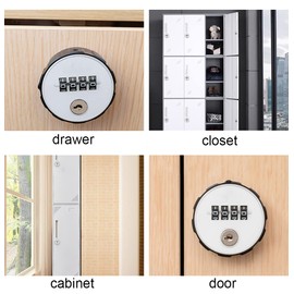 Maizoon Combination Cabinet Cam Lock 4 Digital Resettable Round Padlock with Keys Password Retrieval Hardware Weatherproof Drawer Door Anti-Theft for Furniture Box Locker 20mm