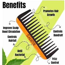 Rufiys Wooden Wide Tooth Comb Handcrafted from Neem & Rosewood - Anti-Static Detangler for Curly, Thick, Wet Hair - Natural Wood Tool for Men & Women