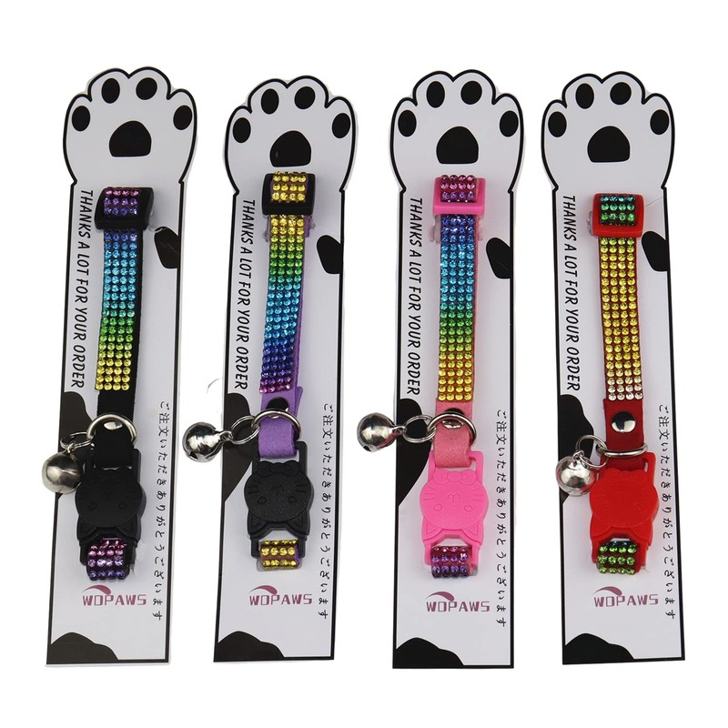 WDPAWS Cat Collar Breakaway Bling Diamond Rhinestone with Bell Adjustable