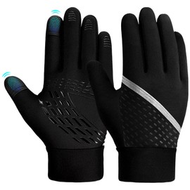 MILAIUN Children's Gloves Waterproof Winter Warm Kids Outdoor Sports Cycling Gloves Softshell Gloves Kids Smartphone Touch with Non-Slip for Small Boys Girls Black 10-12 Years