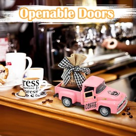 Coffee Decor for Coffee Bar: Farmhouse Coffee Bar Decor - Pink Mini Metal Truck Decor | Coffee Bar Accessories Decor for Countertop,Tiered Tray Decor,Coffee Station Decor & Vintage Truck Decor