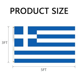GSYLPFT Greece Flags for Outside 3x5 Greek Flag Outdoor Vivid Color Fade Resistant Double Stitched Greece flag with Brass Grommets