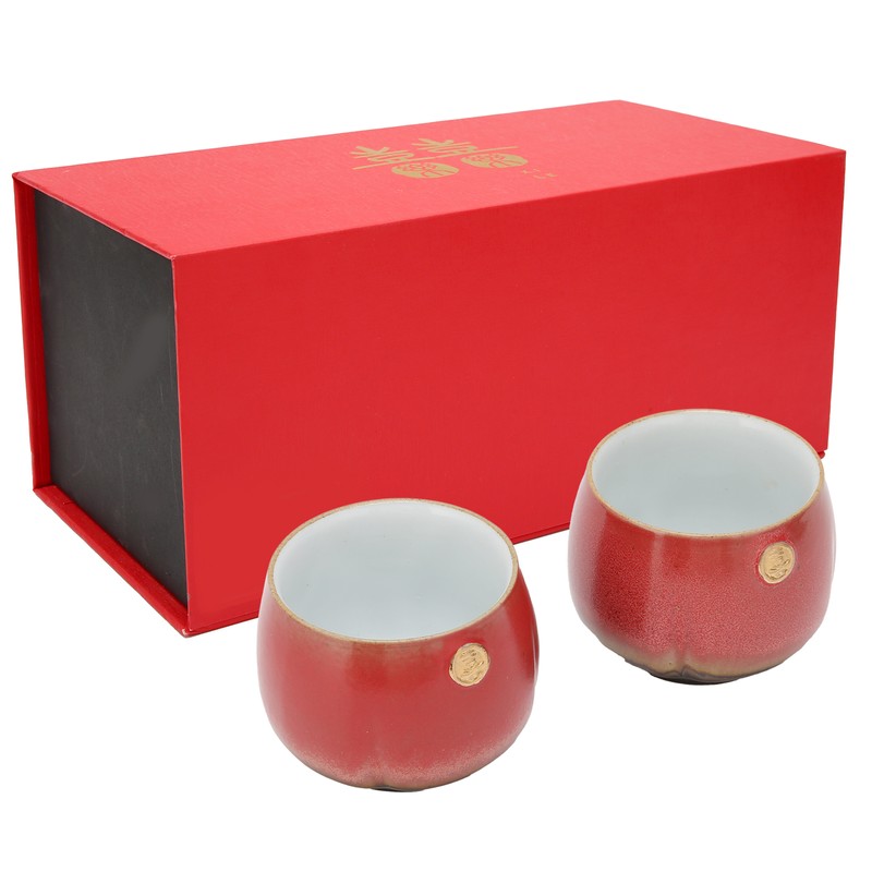 2Pcs Ceramic Cup Vintage Chinese Style Tea Cup Kung Fu