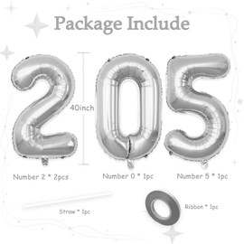 40 Inch Number 2025 Balloons Silver, Giant Foil Mylar Helium Balloons for 2025 New Years Party Decorations New Years Eve Party Supplies Decoracion De Año Nuevo 2025 Graduation | Silver